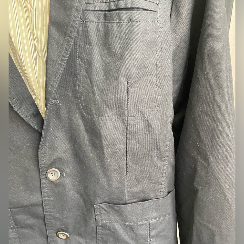 AFS Jeep Black Blazer Jacket Size 42 Chest Lines Canvas Patch‎ Elbows 2 Buttons - Picture 4 of 10